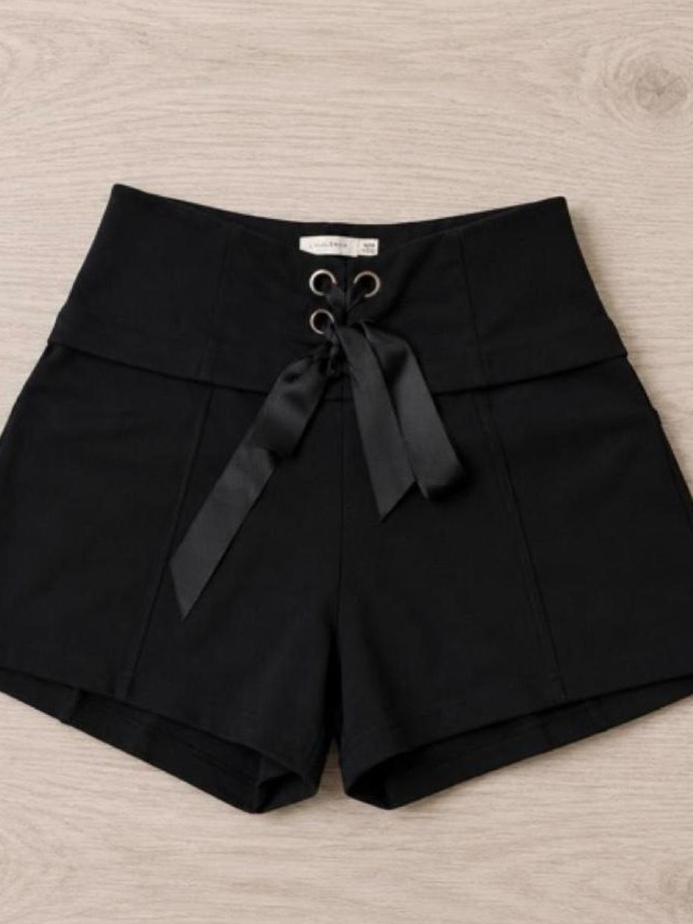 High-Waist Lace-Up Black Women’s Shorts